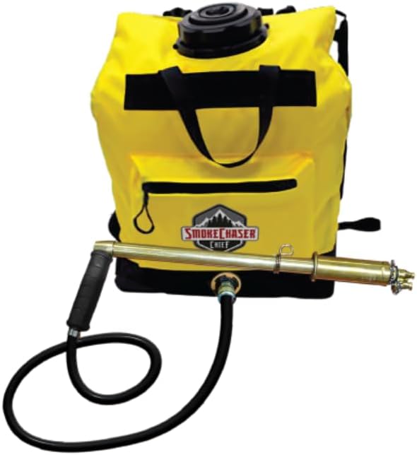 SmokeChaser Chief 5-Gallon Dual Bag UV-Resistant Fireproof Backpack with FEDCO FPG100 Brass Pistol-Grip Rust Proof Fire Pump, Model 190790