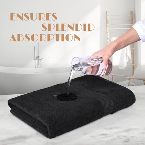 Image of White Classic Luxury Soft Bath Sheets Set - 650 GSM Cotton Luxury Bath Towels Extra Large 35x70 | Highly Absorbent and Quick Dry | Hotel Quality Extra Large Towels Oversized, Black, 2 Pack