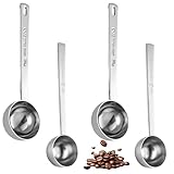 4 Kaffeelöffel Edelstahl, Messlöffel Zum Portionieren, Kaffeelöffel Portionierer Mit, Praktische Scooper für Kaffee Und Tee, Robust Und Langlebig, für Küche Und Café Tee, Kaffeesatz, Bohnen, Gewürze