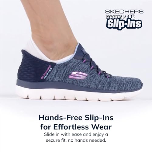 Skechers Women's Summits Hands-Free Slip-Ins – Memory Foam Insole, Heel Pillow, Vegan Materials Sneaker, Navy Purple, 9 by Skechers - Image 3