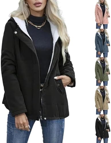 Fleece Jacket Women Full Zip Windproof Zip Up Sherpa Jakcet Hooded Warm Jackets Long Sleeve Fuzzy Winter Coat 2025