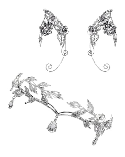 KGDUYC puños de oreja de elfo pendientes de diadema con corona