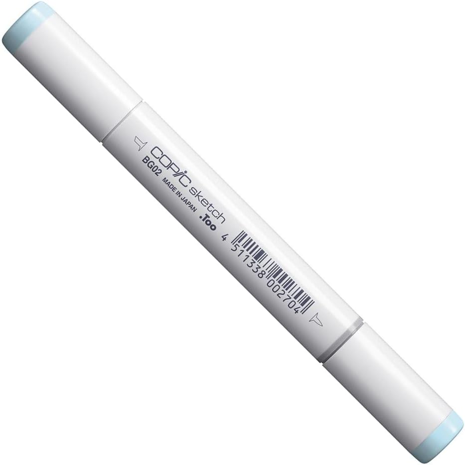 Copic Sketch Marker, Oval Shaped Barrel, Medium Broad and Super Brush Nibs, BG02 New Blue (BG02-S)