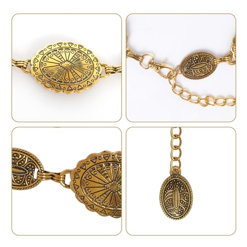 Western Concho Chain Belt for Women Cowgirls Oval Metal Waist Chain Belt Country Jeans Dress Belts3