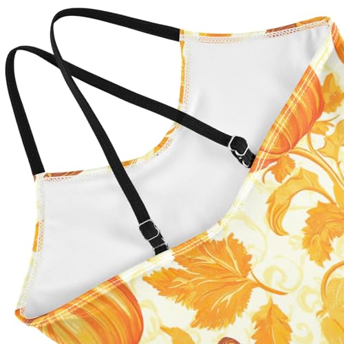 Sunflower Autumn Fall Pumpkin Girls One Piece Swimsuit Beach Swimwear 208589864