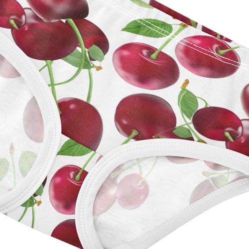 Bright Girls Underwear Toddlers 2t Cotton Panties for Girl Realistic Dark Red Cherries White Briefs Undies Kids4