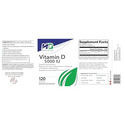 Vitamin D 5000IU | 120 Capsules | Health Bloom | Vitamins and Minerals Capsules |