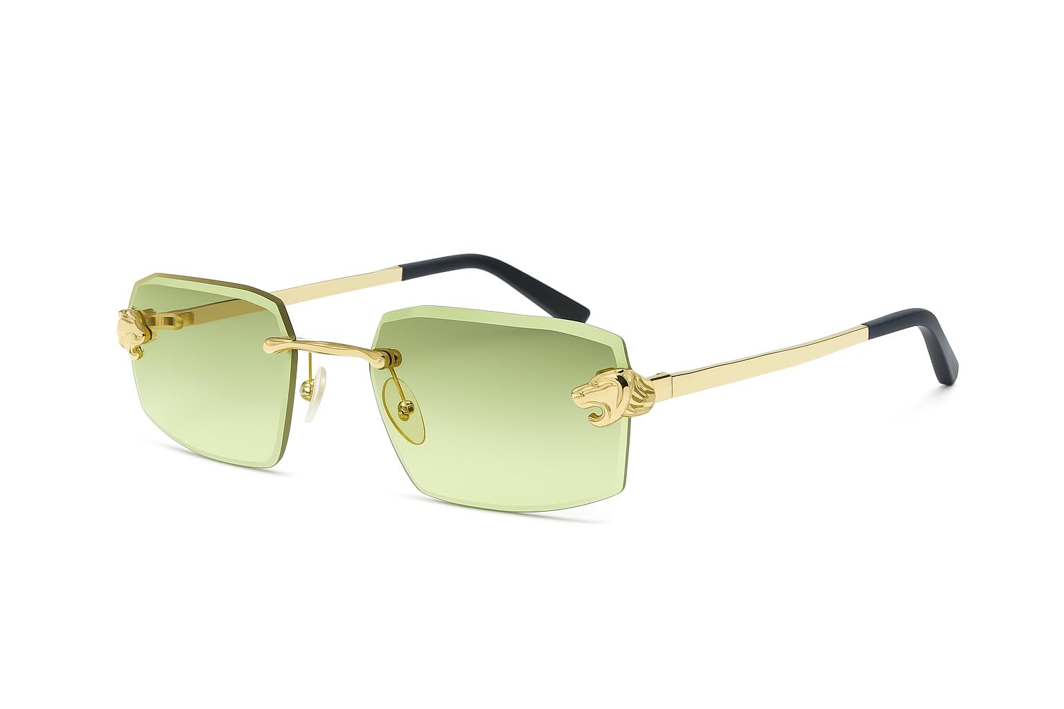 Retro Rimless Rectangle Sunglasses for Women Men, Trendy Golden Metal Frameless Square Glasses Transparent Fashion Goggles-image-22