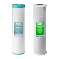 iSpring F2WGB22BM 4.5” x 20” 2-Stage Whole House Water Filter Set Replacement Pack with CTO Carbon Block and Iron & Manganese Reducing Cartridges, Fits WGB22BM, white