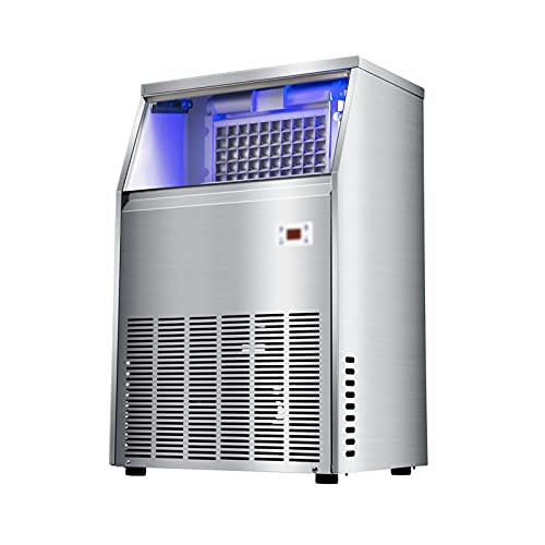 HAicom Máquina de Hielo Comercial Tienda de té con Leche Máquina de Hielo automática a Gran Escala de tamaño Mediano Gran Capacidad 40 kg, Haga 50 Cubitos de Hielo en 12 Minutos