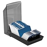 Rolodex 67011 Rolodex Covered Business Card File, 500 2-1/4x4 Cards, 24 A-Z Guides, Black