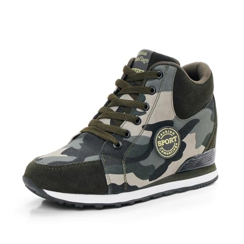 Girl's Invisible Wedges Increase Heel Casual Shoes Camouflage(canvas) Size 8.5w