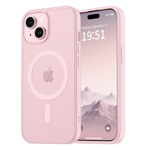 Coque iPhone 14 Plus robuste fine et translucide rose clair contre les chutes