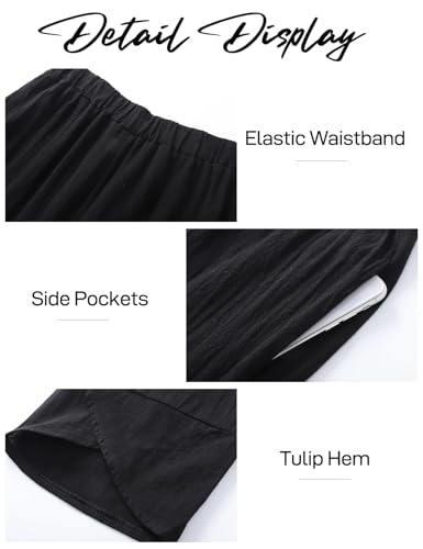Flygo Womens Linen Pants Casual Capri Pants for Summer Cropped Palazzo Lounge Pants Elastic Waist Baggy Trousers3