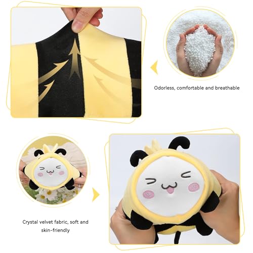 Image of Kids Travel Pillow - 2-in-1 Deformable Kids Neck Pillow for Traveling, Soft U-Shaped Pillow with Adorable Animal Design, Comfy Sleep and Play, Ideal for Airplane Traveling - Yellow Bee