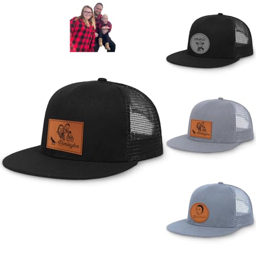 Personalized Kid Engraved Photo Baseball Cap: Custom Gray-Black Sun Hat - Adjustable Snapback Trucker Caps for Child