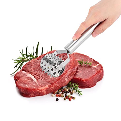 Inteneritore di Carne Arrotolabile, Rullo Inteneritore di Carne in Acciaio Inossidabile Rullo Per Pizza Rotolo di Carne Ago Perforatore Per Cubetti Steak Maker Strumento Per Inteneritore di Manzo di M