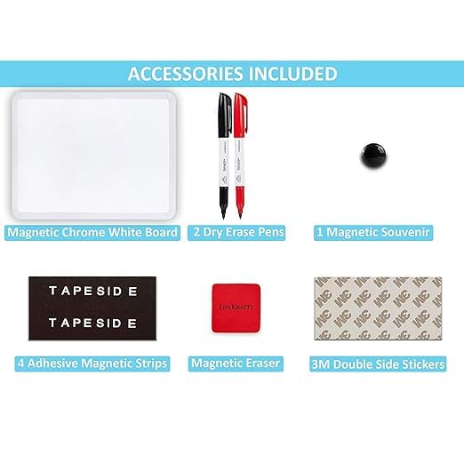 Image of LifeKrafts Magnetic Dry Erase White Board | 11x14 Inches | Writing Board for Fridge & Wall | PVC Border Frame | Reusable Whiteboard with 2 Marker Pens & 1 Eraser | Home, School, Office, Kids & Adults