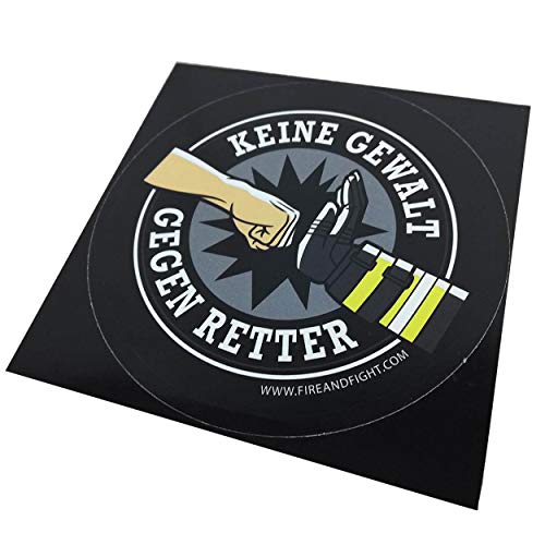 FIRE & FIGHT Streetwear KEINE GEWALT GEGEN RETTER - Feuerwehr & Rettungsdienst Aufkleber 12 cm
