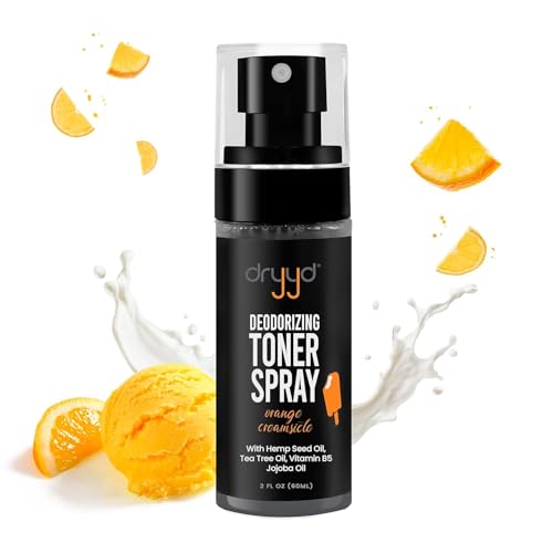 Dryyd Deodorizing Toner Spray for Balls Aluminum Free Cooling Toner Ball Spray - Mens Groin Care - Ball Deodorant for Men with Tree Oil, Vitamin B5, and Jojoba Oil - Orange Creamsicle Scent