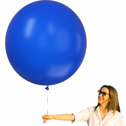 Image of 6 Pcs Blue 36 Inch Giant Latex Balloons for Party Decor Decorations | Blue giant balloons for birthdays, weddings, graduations, photo backdrops, balloon arches, helium displays and party decor.