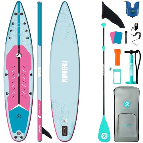 Niphean PRO Inflatable Paddle Board, 12'6" Stand Up Paddle Board with Kayak Accessories, Capacity 600lbs SUP Paddleboard Non-Slip Deck for Adults/Family Surfing, Touring, Drifting, Fast&Long Distance