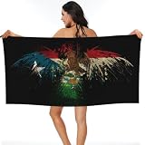Mexikanische Flagge, Mittelamerika, Adler Strandtuch, Leicht Duschtücher Schnell Trocknend Picknickdecke Für Herren Sauna Yoga 80X130Cm