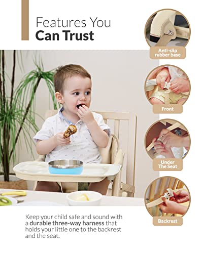 Feed Me 3-in-1 Travel High Chair Booster Seat for Infants and Toddlers - Transitional, Compact & Fits Any Chair, Swivel Tray, Milk Tea - Thumbnail 6