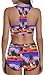TOP HERE Women's 2 Piece Bandage Sporty Bathing Suit Scoop Neck Boyshorts Bikini Swimsuit(Purple,S)