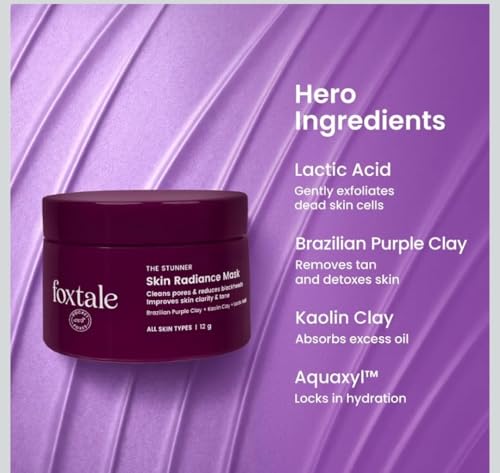 Image of Nsmb fox tale original De-Tan Face Mask for Glowing Skin| Clay Mask with Lactic Acid for Tan Removal, Reduction in Blackheads, Instant Brightening| New-Age Ubtan Face Pack for All Skin Types | Men & Women- 75g