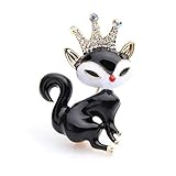 Größe: 5.0x3.5cm nacklcema Tschechische Strass Krone Fuchs Broschen Frauen Legierung Schwarz Tier Hochzeiten Party Brosche Pins
