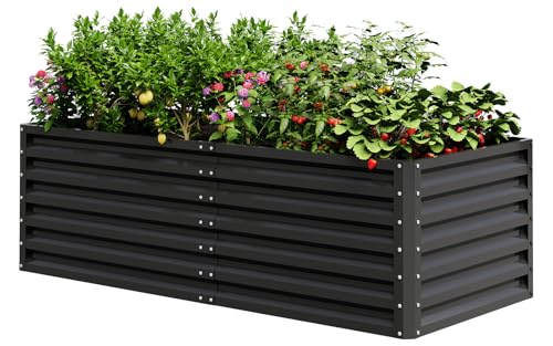 UDPATIO Jardinière 180 x 60 x 90 cm, Jardin Surélevé Métal Galvanisé Bac de Plantation avec Base Ouverte,per la coltivazione di ortaggi, Fiori e Frutta, Grigio Scuro