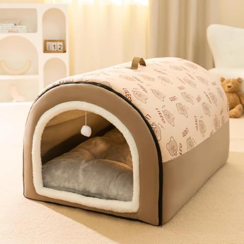 Danussiペットベッド ドーム型 ペットハウス 犬猫用 犬 ベッド ドーム 室内用 冬用 ふわふわ 洗える クッション付き 屋根付き 猫ハウス 犬 ハウス ペットベッド 犬用ベッド 犬小屋 オールシーズン ペット用品 (XL)