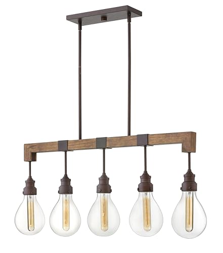 Hinkley Denton Collection Transitional Five Light Linear Chandelier, Industrial Iron