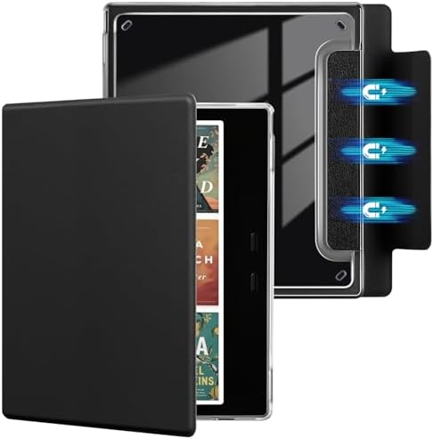 Case for Onyx Boox Go Color 7 (Gen I/II, 2024/2025) / Boox Go 7 B/W (2025), boox go 7 Case with Detachable Magnetic Closure Auto Sleep/Wake, Slim Shockproof Clear TPU Back Cover (Black)
