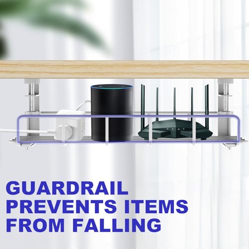 REFLYING Kabelmanagement unter dem Schreibtisch Untertisch Kabelmanagement, Kabelkorb zum Verwalten von Kabeln und Steckdosenleisten, Weiß, 2er Set