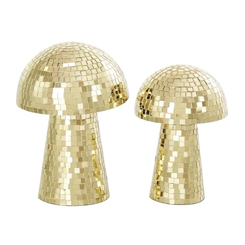 Esculturas Decorativas Set 2 Hongos de Vidrio Dorado miniatura 3