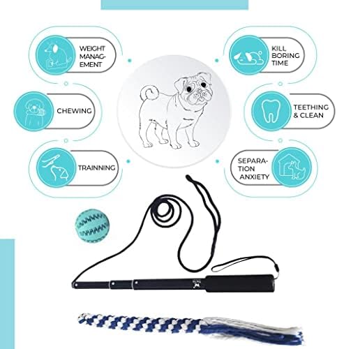 Riopan Dog Flirt Pole for Dogs Teasing Interactive Toy with Cotton Chewy Rope and Extra Chew Rubber Ball for Extreme Chewers Telescopic Pole Interactive Training Exercise Tug of War Tool