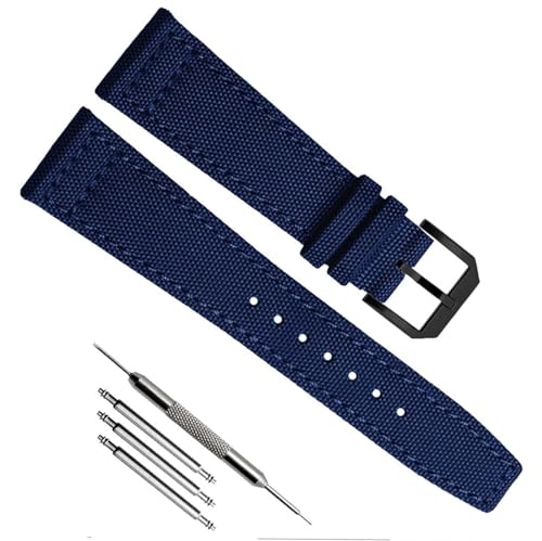 Bracelet de montre Nylon 22mm bleu-noir compatible IWC Portugaise Pilote