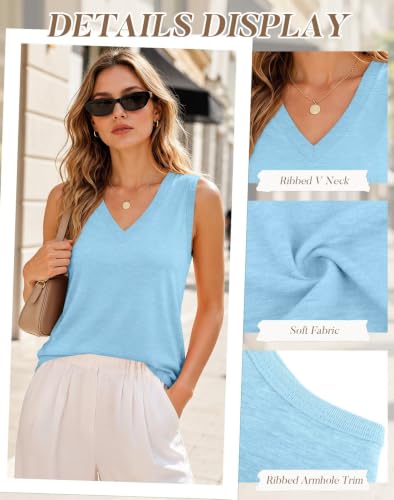 Bliwov 4 Pack Womens V Neck Sleeveless Tank Tops Loose Fit Summer Shirts — view 3