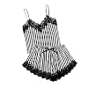 Dames Imitatie Zijde Kant Pyjama Gestreept Gedrukt Hemdje + Shorts 2 STKS Pyjama Vrouwen Pyjama Sets Hemdje V-hals…