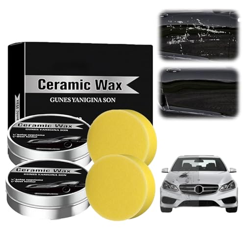 Titanium Ceramic Wax Cream for Cars Advanced Car Coating & Polishing Wax Strong Protection & Long-Lasting Shine Waterless Ceramic Spray Wax Safe for All Paint Includes Microfiber Sponge (2 PCS)