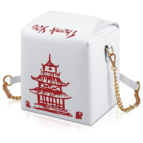 Chinese Takeout Box Tote Purse for Women Tower Print Crossody Shoulder Bag with 2 Adjustable Straps Christmas Bag Gift