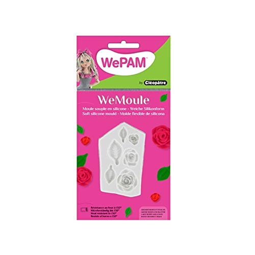 Silicone Mold - Roses And Leaves - 1,5 Cm A 2,5 Cm Para Las Hojas Y 1 Cm A 2 Cm Para Las Rosas, Like In The Picture - Moldes Y Herramientas Para Porcelana