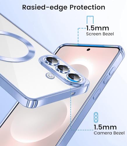 Image of VONZEE Clear Logo Electroplating Transparent Back Case for Samsung Galaxy A57 5G, Magnetic Plating Electroplate TPU Cover, Individual Camera Protection for Each Lens- Official Blue