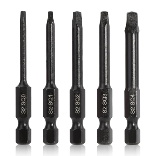 Image of COMOWARE 10pcs Square Bit Set (SQ0-SQ4), S2 Steel 1 /4 inch Hex Bit Set, Tamper-Proof Driver Bits Sets, CNC Tip Magnetic Drill Bitss, 2 inch Length, Impact Hex Bits Sets For Electronic Devices Disassembly