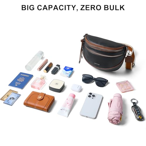 Image of Crossbody Sling Bags For Women Bum Purses Handbags Go Free Cross Body Fanny Packs For Woman Mon Shoulder Bag Gifts Black