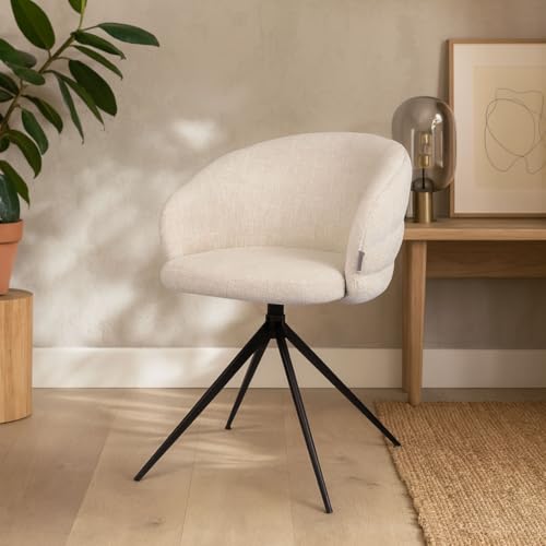 Milton & Oldbrook Chaise de Salle à Manger Pivotante Ruse Blanch - Noir