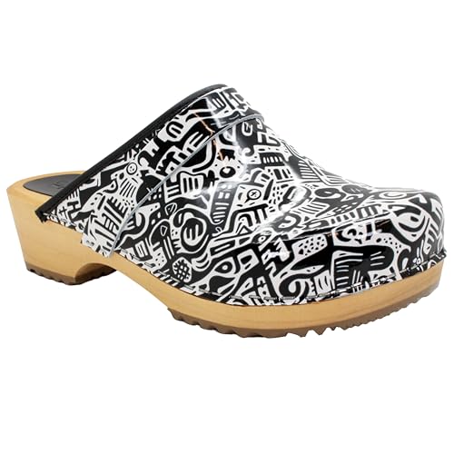 Image of Bjork Maja Wood Open Back Leather Clogs