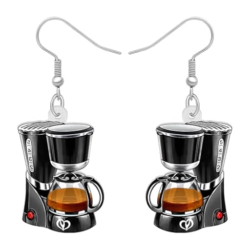 LONYOO Acrílico Divertidos Pendientes Máquina de Café Colgante Retro Vintage Joyería Cool Barista Regalos para Amantes del Café Mujeres Niñas Bebedores Mamá (Gris) | Ya disponible en tu tienda friki favorita! En mundofriki.es!
